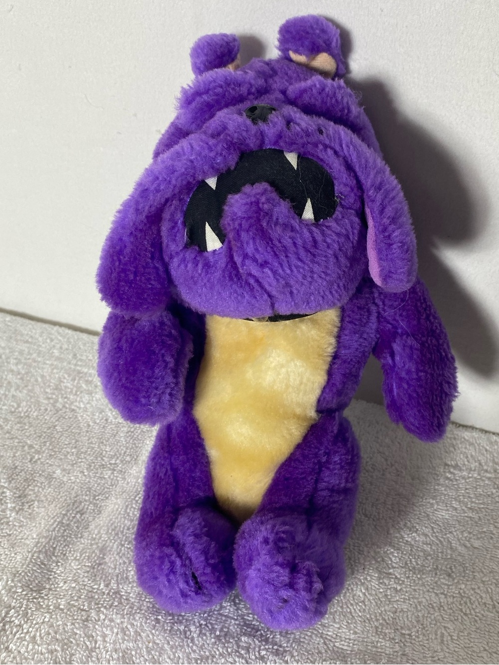 5/$35 Vintage Purple Bulldog Plush Stuffed Animal Dog Studded Spiked Collar